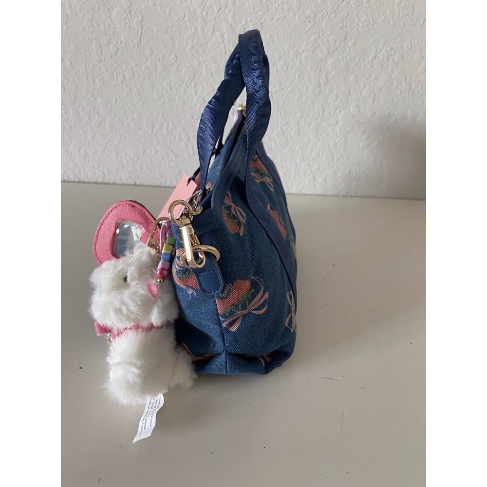 Juicy Couture Strawberry Festival Mini Tote Bag Denim Multi W/Coin Purse & Charm - Picture 7 of 14